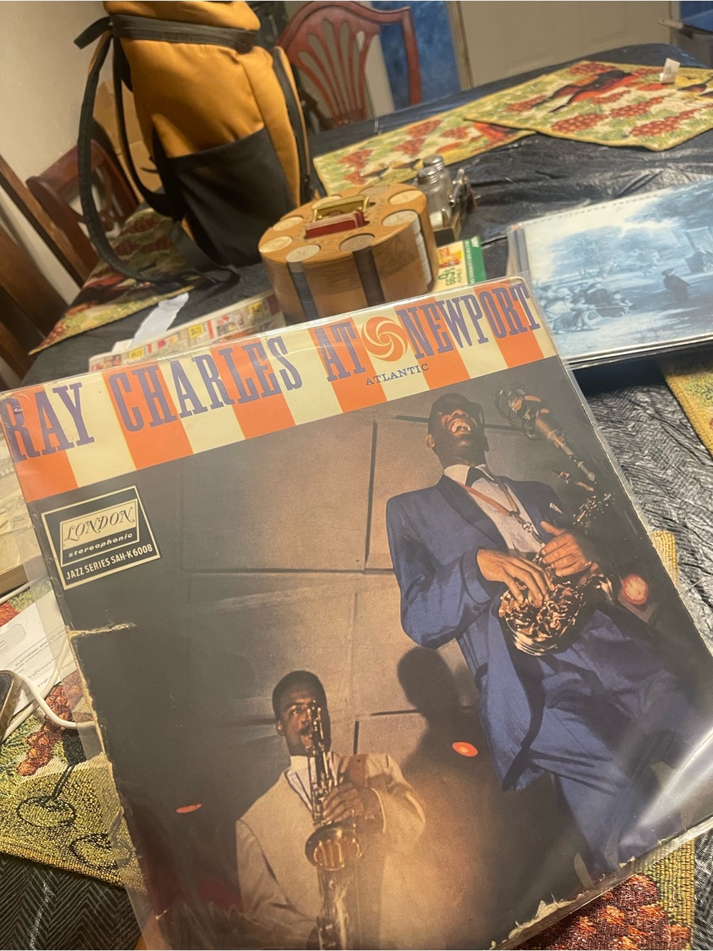 RAY CHARLES at Newport LP Atlantic 1289 STEREO VG+ vinyl Rn'B Soul b1322